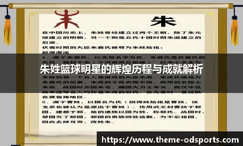 朱姓篮球明星的辉煌历程与成就解析